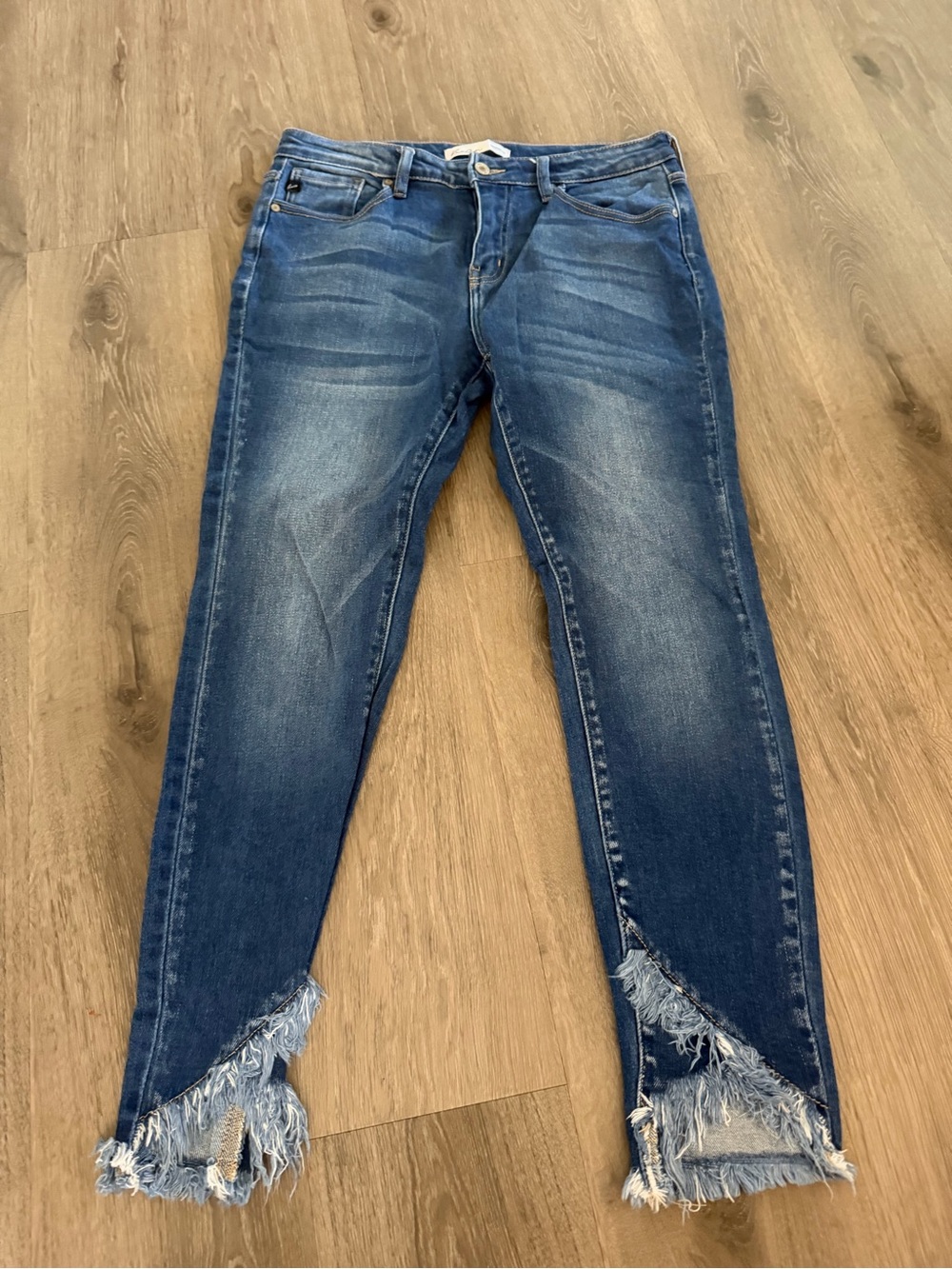 KanCan Distressed Hem Skinny Jeans - Blue